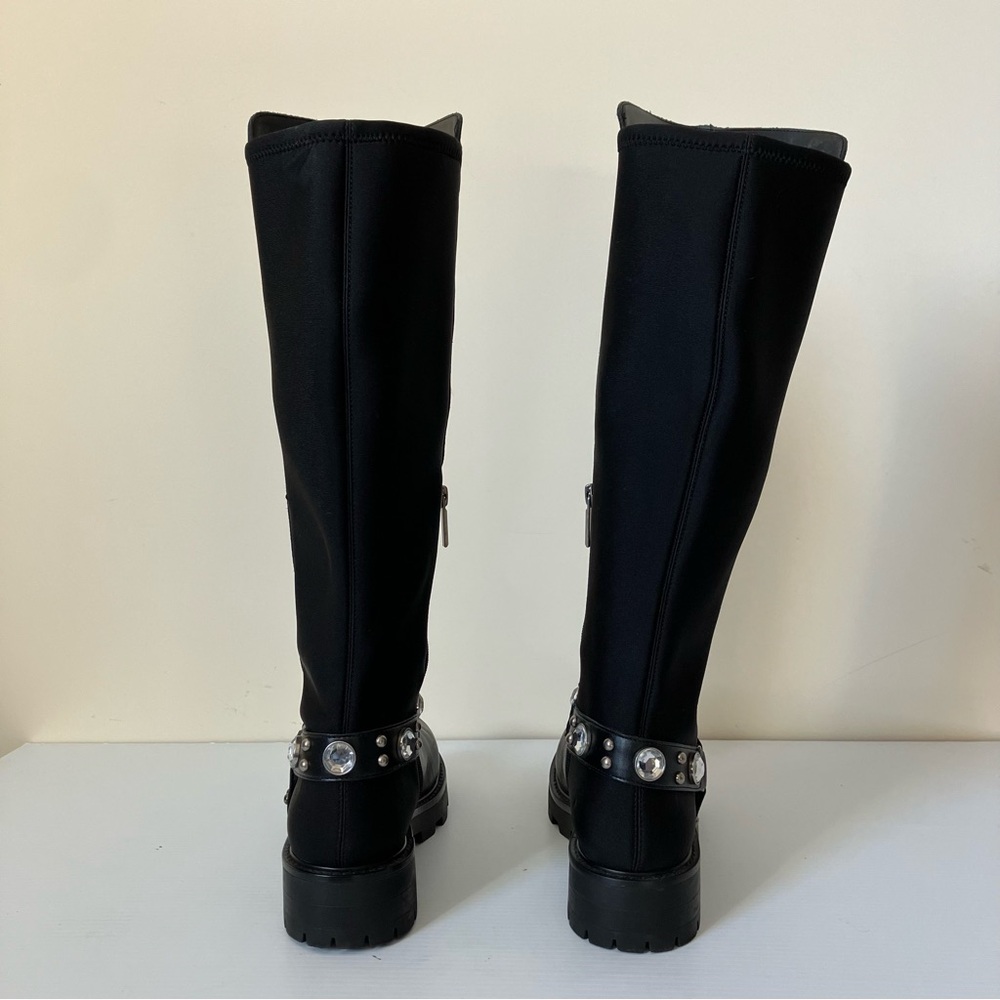 Karl Lagerfeld Paris Milla Rhinestone Embellished Tall Leather Riding Boots 9.5 - Picture 10 of 12